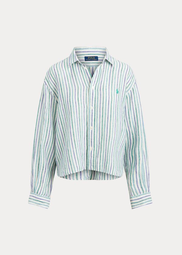 Camisa Polo Ralph Lauren Striped Linen Mulher 07269-AGRU